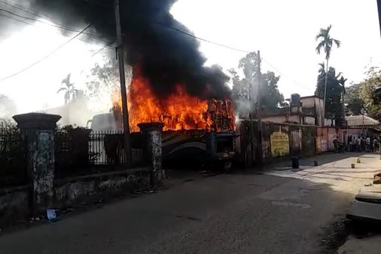 bus caught fire