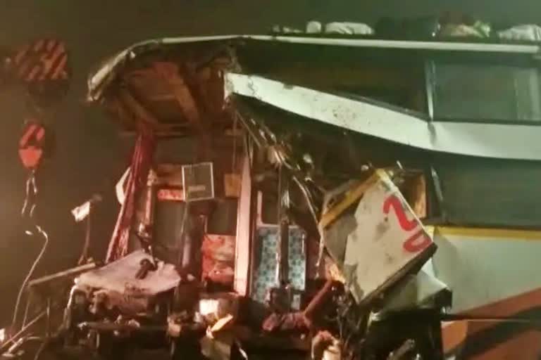 Bus rams into truck