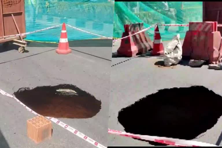 Biker injured after massive sinkhole in bengaluru