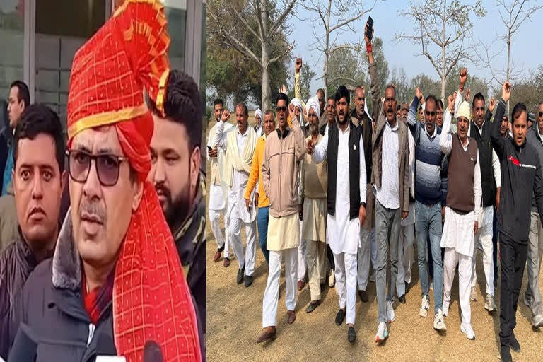 bhiwani sarpanchs protested against panchayat minister devendra babli