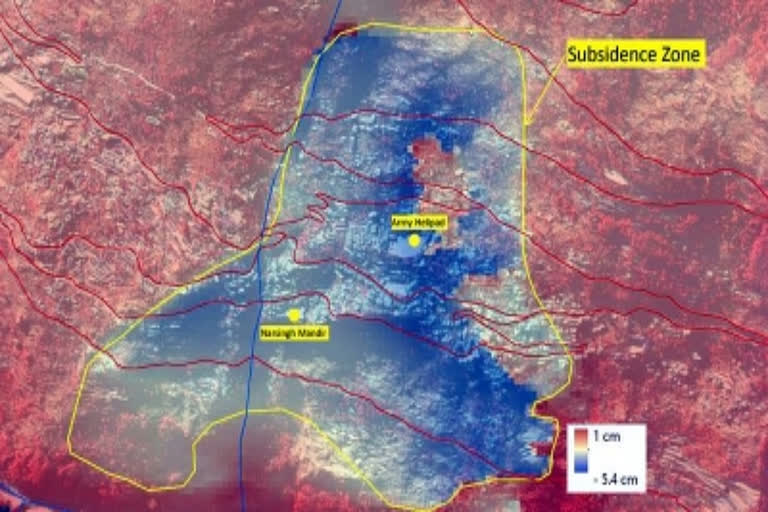 Hyderabad-based NRSC has released satellite images of areas that are sinking In images, the entire town, including the Army's helipad and the Narasimha temple, has been marked as a sensitive zone. On the basis of ISRO's preliminary report, the Uttarakhand government is conducting rescue operations in danger-prone areas and the people in these areas are being shifted to safer places on priority.