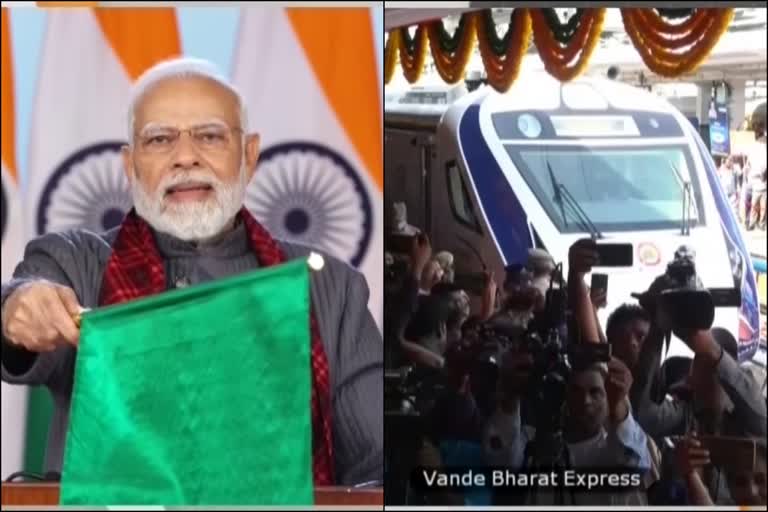 vande Bharath express train  secunderabad Visakhapatnam vande Bharath  narendra modi  narendra modi flag off vande Bharath express train  national news  malayalam news  വന്ദേ ഭാരത് എക്‌സ്പ്രസ്  എട്ടാമത്തെ വന്ദേ ഭാരത് എക്‌സ്‌പ്രസ്  സെക്കന്തരാബാദ് വന്ദേ ഭാകത് എക്‌സ്‌പ്രസ്  പ്രധാനമന്ത്രി  നരേന്ദ്ര മോദി ഫ്ലാഗ് ചെയ്‌തു  ദേശീയ വാർത്തകൾ  മലയാളം വാർത്തകൾ