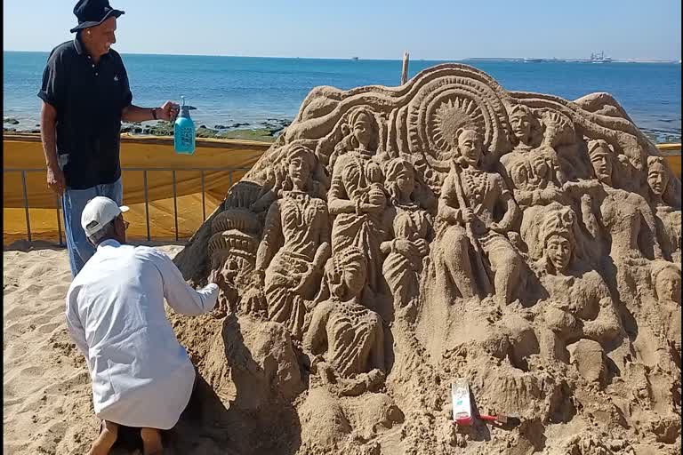 sand sculpture festival organized in Porbandar