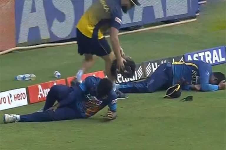 sri lanka players colliding