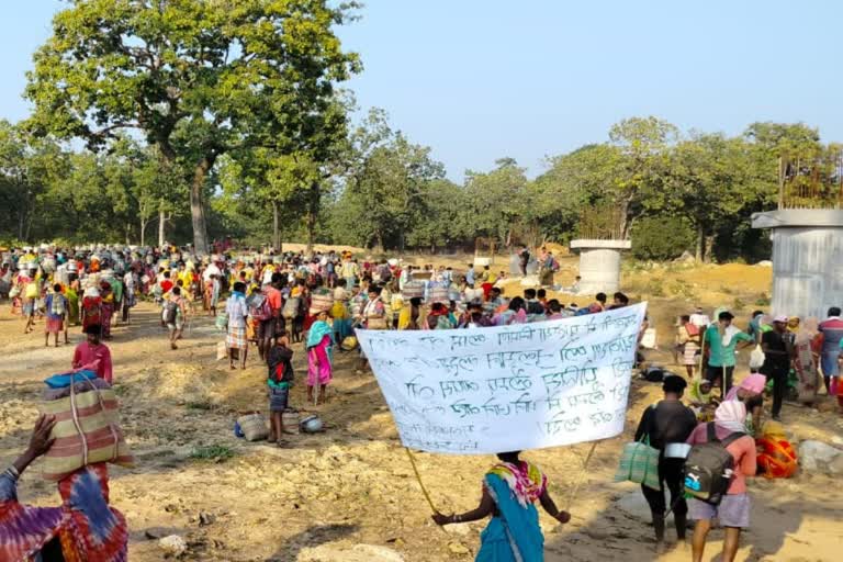 Tribals protest against construction bridg