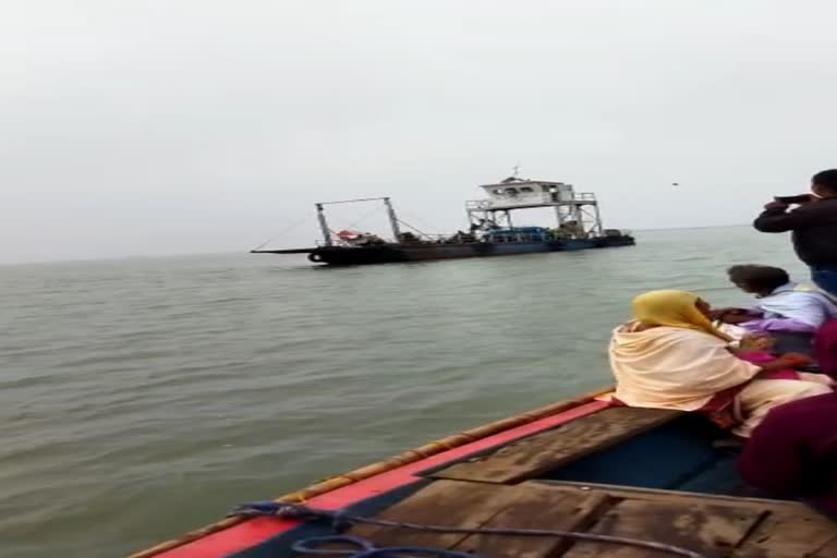 boat stocked at chilika lake