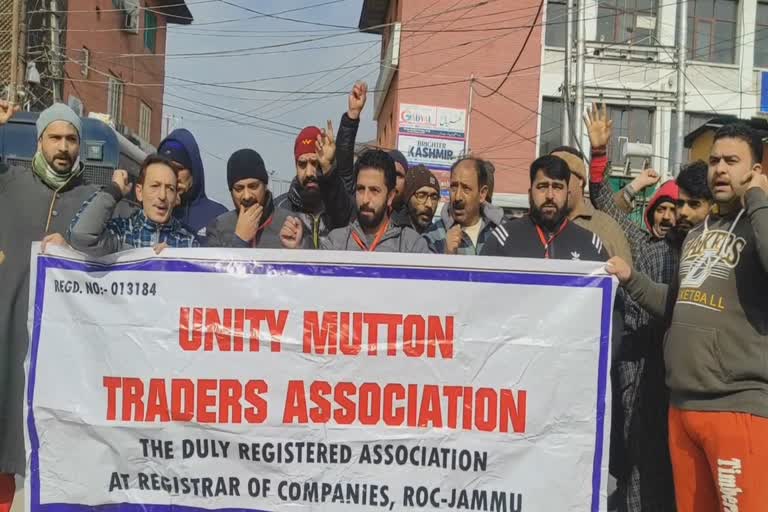 Unity Mutton Traders Association Protest in Srinagar