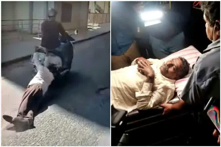 Elderly man dragged behind scooter is undergoing treatment at a hospital