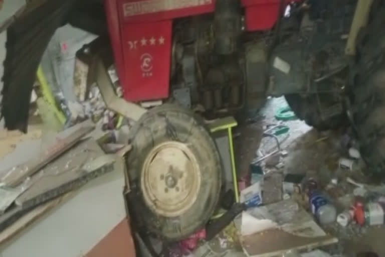 A high-speed tractor rammed into a medical store in Ludhiana