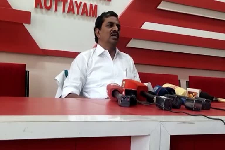 cpi  cpi state secretary  v b binu  pala munciplaity chairman conflict  cpim  kerala congres m  jose k mani  binu pulickakandam  latest news in kottayam  latest news today  പാലാ നഗരസഭ  കേരള കോണ്‍ഗ്രസ് എമ്മിനെതിരെ സിപിഐ  കേരള കോണ്‍ഗ്രസ്  വി ബി ബിനു  സിപിഐ ജില്ല സെക്രട്ടറി  പാലാ നഗരസഭയില്‍ ചെയര്‍മാന്‍  ബിനു പുളിക്കകണ്ടം  കോട്ടയം ഏറ്റവും പുതിയ വാര്‍ത്ത  ഇന്നത്തെ പ്രധാന വാര്‍ത്ത