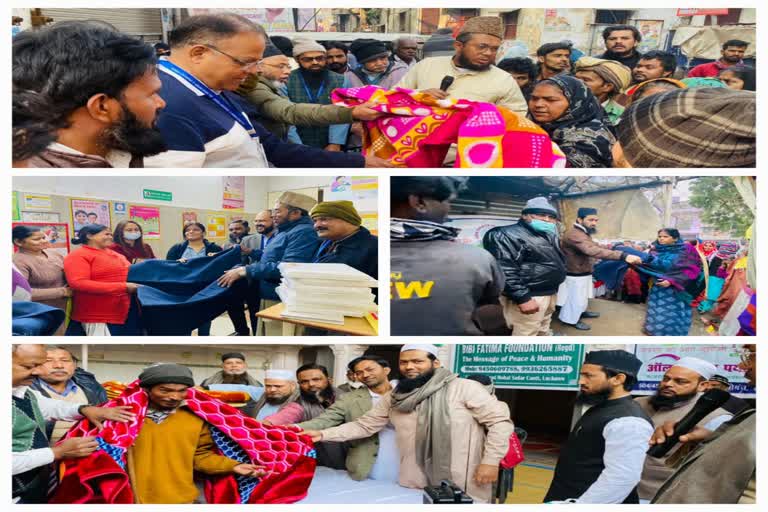 Blankets were distributed by All India Payam