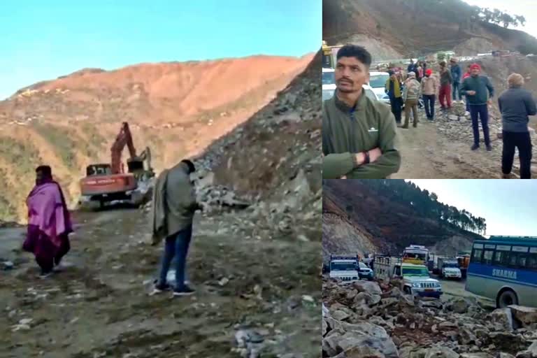 Landslide on NH 707 Paonta Sahib.