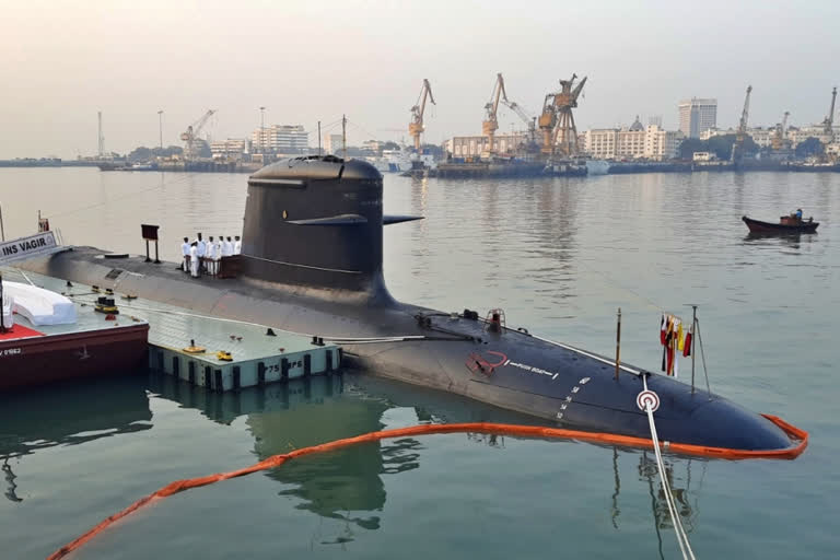 INS Vagir, the 5th Kalvari (Scorpene) class submarine built indigenously at @MazagonDockLtd commissioned into Indian Navy on Monday.
