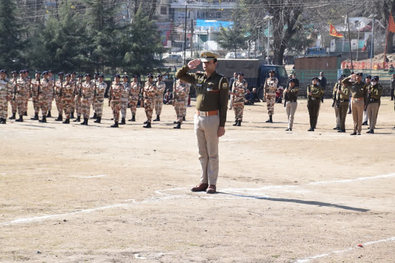 Parade rehearsal at Dhalpur ground in Kullu
