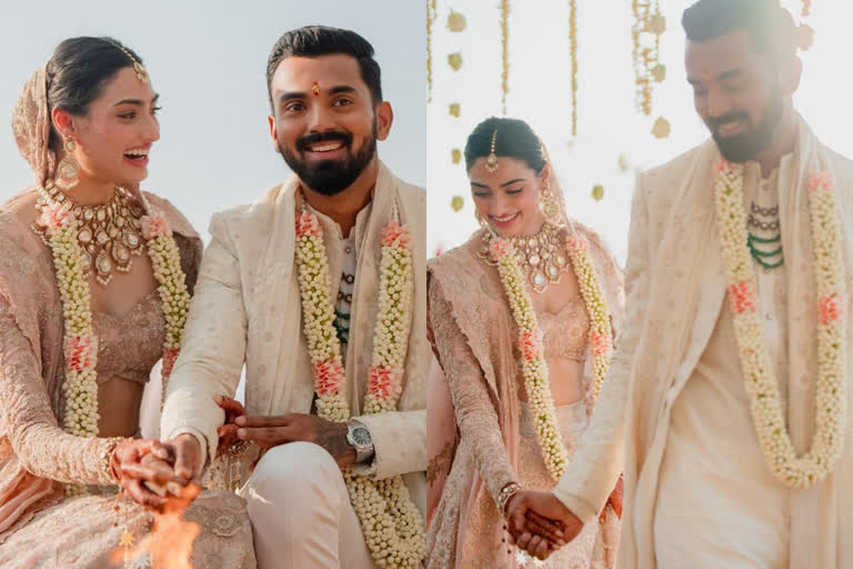 athiya shetty and kl rahul tie knot in khandala  athiya shetty and kl rahul marriage  കെഎല്‍ രാഹുലും ആതിയ ഷെട്ടിയും വിവാഹിതരായി  സുനില്‍ ഷെട്ടി  കെഎല്‍ രാഹുലും ആതിയ ഷെട്ടിയും  ആതിയ ഷെട്ടി