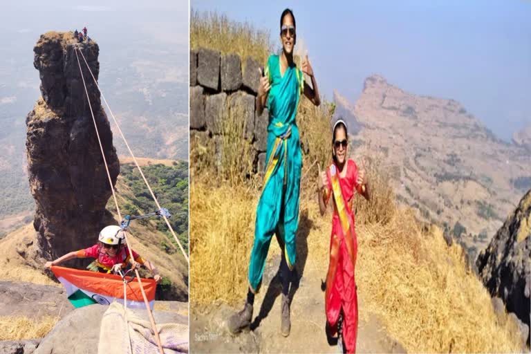 Girl Scales Jivdhan Fort in Saree ETV Bharat