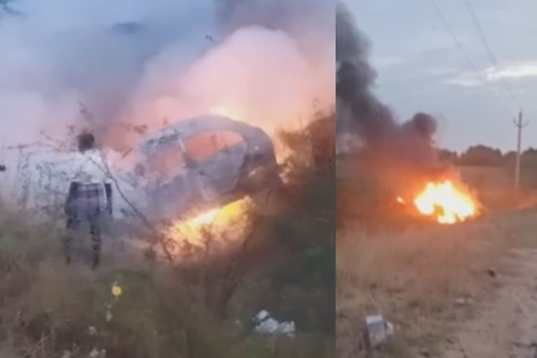 தூத்துக்குடி அருகே திடீரென தீப்பற்றி எரிந்த கார்.., a-car-suddenly-burst-into-flames-near-tuticorin