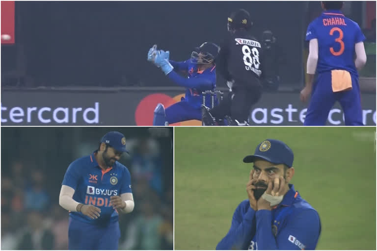 Ishan Kishan misses stumping chance Devon Conway  Ishan Kishan  Rohit Sharma  Virat Kohli  ഇഷാന്‍ കിഷന്‍  വിരാട് കോലി  രോഹിത് ശര്‍മ  സ്‌റ്റംപിങ് അവസരം നഷ്‌ടപ്പെടുത്തി ഇഷാന്‍ കിഷന്‍  ഡെവോണ്‍ കോണ്‍വെ  സുവര്‍ണാവസരം നഷ്‌ടപ്പെടുത്തി ഇഷാന്‍