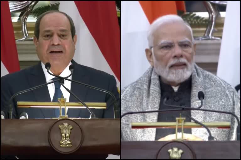 Etv BharatEgyptian President visits India, PM Modi's address