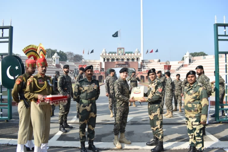 The BSF and Pakistan Rangers exchanged sweets at various outposts along the International Border in Jammu.