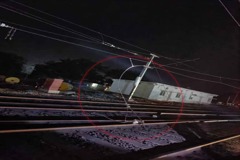 electric wires on train track