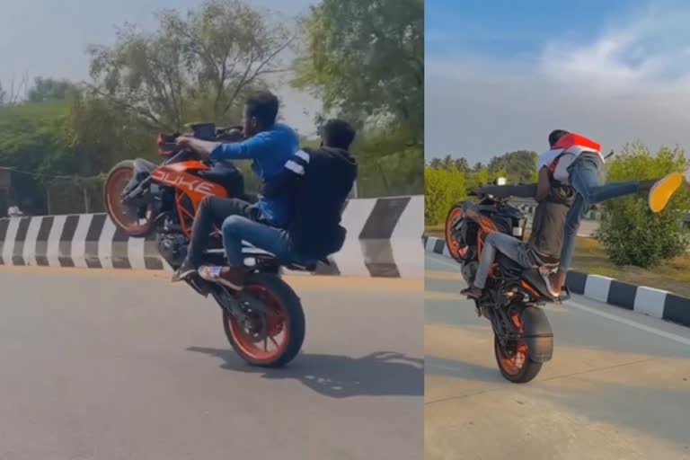 திருச்சி நெடுஞ்சாலையில் ஆபத்தான முறையில் பைக் சாகசம்.. கண்டுகொள்ளுமா காவல்துறை?, viral-video-of-youngsters-doing-bike-stunts-on-trichy-highways