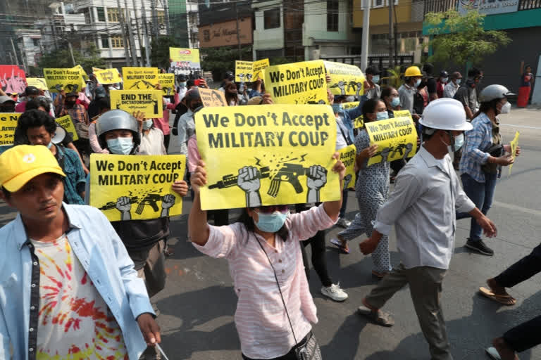 The opposition's General Strike Coordination Body, formed soon after the 2021 takeover, urged people to stay inside in their homes or workplaces from 10 a.m. to 3 p.m. Photos posted on social media showed empty streets in the normally bustling downtown area of Yangon, the country's largest city, with just a few vehicles on the roads, and there were reports of similar scenes elsewhere.