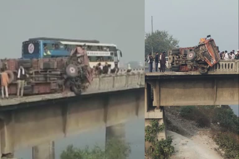 Surat Accident : તાપી નદીના પુલ પર ટેમ્પો લટકાયો, એકનું મૃત્યુ