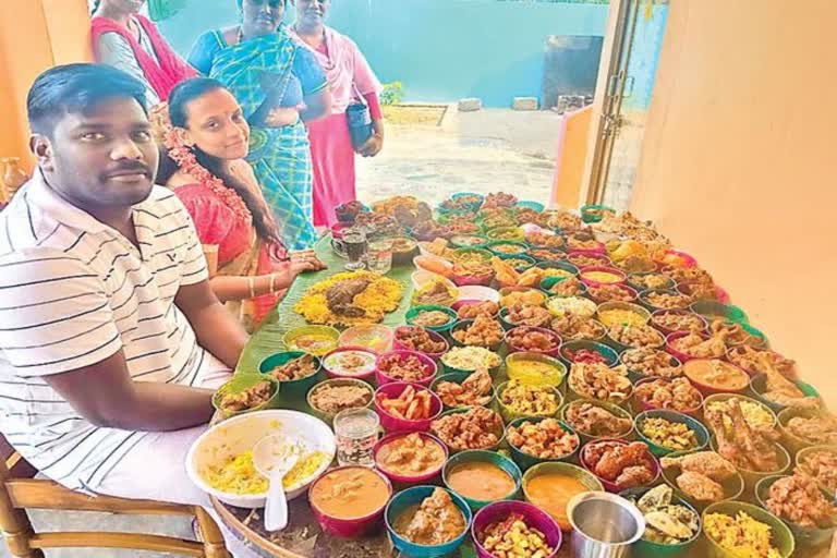 mother in law served variety types of dishes to son in law