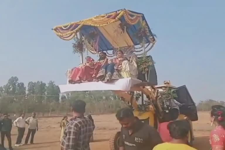 Groom On JCB Machine