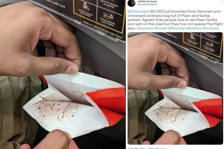 passenger spit paan gutkha in spicejet flight another passenger tweet this