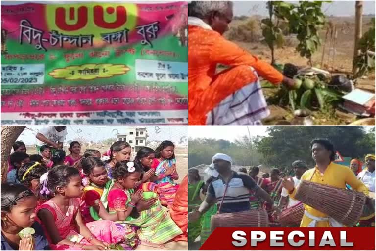 tribal people perform Puja for Education by worshiping Bidu Chandan Bonga Buru