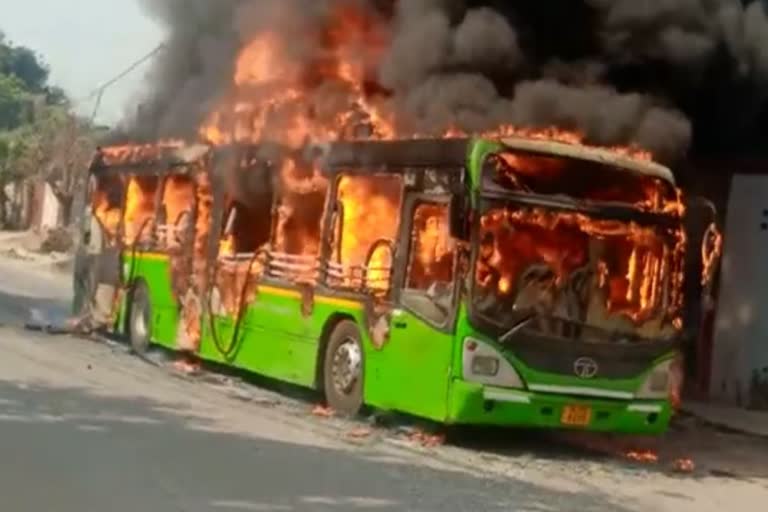 DTC bus caught fire in Delhi