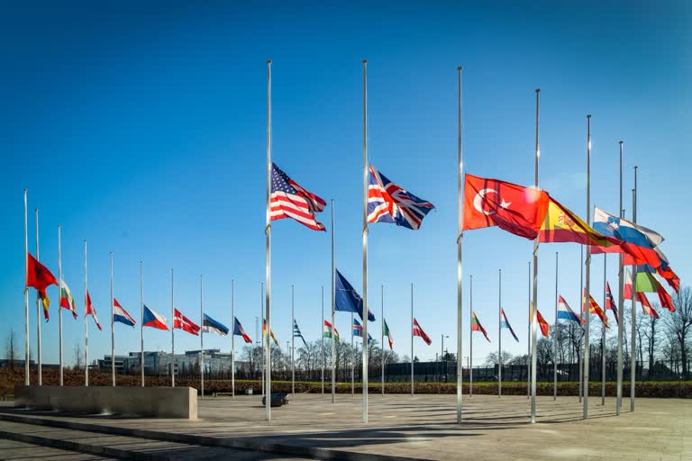 NATO flags fly half mast in solidarity with ally Turkey