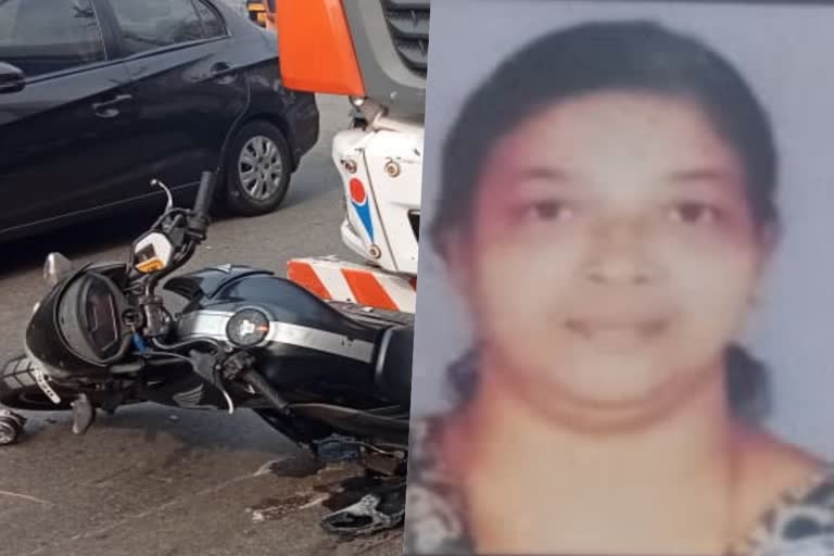 house wife died  house wife death in accident  bike and tanker lorry accident  accident in pala  pala marangattupally accident  latest news in kottayam  latest news today  ടാങ്കർ ലോറി ബൈക്കിൽ ഇടിച്ച്  പാലാ മരങ്ങാട്ടുപിള്ളി അപകടം  പകലോമറ്റം സ്വദേശിനി സോഫി  ടാങ്കർ ലോറിയും ബൈക്കും കൂട്ടിയിടിച്ചുണ്ടായ അപകടം  മരങ്ങാട്ടുപിള്ളിയില്‍ അപകടത്തില്‍ വീട്ടമ്മ മരിച്ചു  കോട്ടയം ഏറ്റവും പുതിയ വാര്‍ത്ത  ഇന്നത്തെ പ്രധാന വാര്‍ത്ത