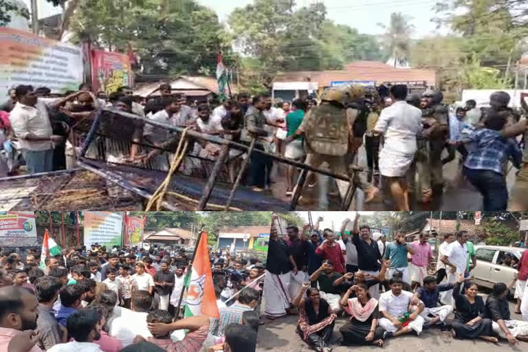 Youth congress collectorate march on Budget  Clash in Youth congress collectorate march  Youth congress Kozhikode collectorate march  Youth congress  Youth congress Kozhikode district committee  യൂത്ത് കോണ്‍ഗ്രസ്  മാര്‍ച്ചില്‍ സംഘര്‍ഷം  യൂത്ത് കോണ്‍ഗ്രസ് കോഴിക്കോട് ജില്ല കമ്മിറ്റി  ദുല്‍ക്കിഫില്‍  യൂത്ത് കോണ്‍ഗ്രസ് സംസ്ഥാന ജനറല്‍ സെക്രട്ടറി  യൂത്ത് കോണ്‍ഗ്രസ് ജില്ല പ്രസിഡന്‍റ് ആര്‍ ഷെഹിന്‍  ഷാഫി പറമ്പില്‍  വി ഡി സതീശന്‍