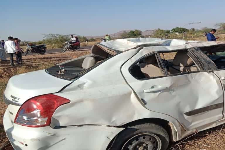 Uncontrolled car overturned in Barmer district,  road accident in barmer