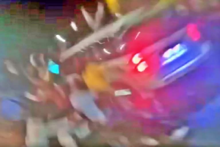 speeding car ploughs into wedding procession  wedding procession accident Haridwar  ഭാരതീയ കിസാൻ യൂണിയൻ നേതാവ്  കിസാന്‍ യൂണിയന്‍ നേതാവ് ഓടിച്ച വാഹനം  ഉത്തരാഖണ്ഡ് ബഹദരാബാദ് ധനോരി  ഭാരതീയ കിസാൻ യൂണിയൻ നേതാവ് ഓടിച്ച വാഹനം