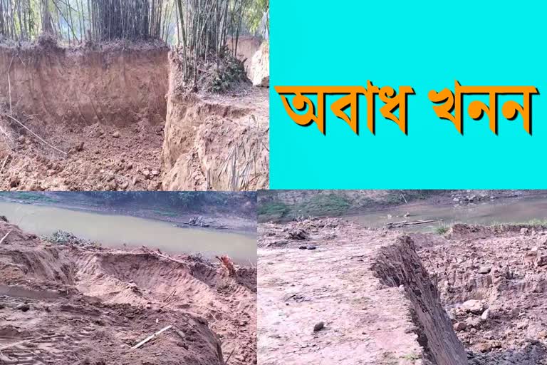 Illegal sand mining in Sivsagar