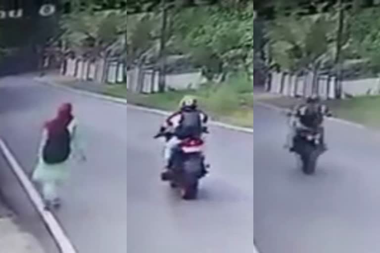 bike-stunt-on-road-hits-school-girl-in-kerala