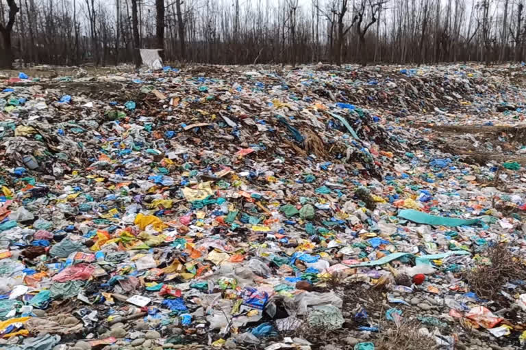 dumping site on the bank of river lidder