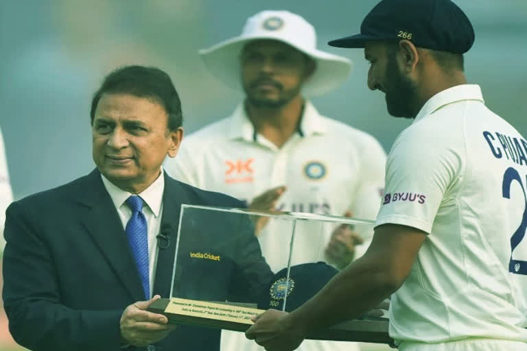 Sunil Gavaskar on Pujara's 100th Test etv bharat