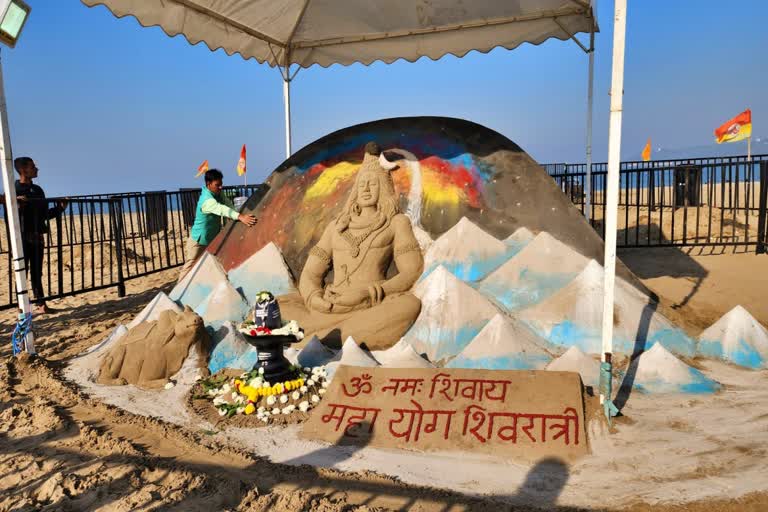 sand art of lord Shiv at Goa Beach