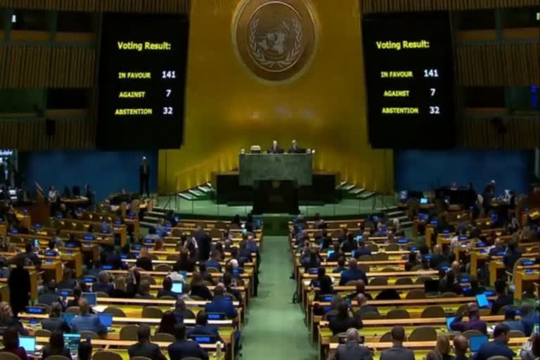 روس یوکرین جنگ پر اقوام متحدہ کی جنرل اسمبلی میں قرارداد منظور