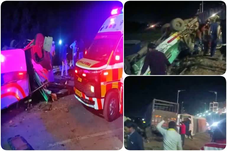 Many people killed  injured in road accident  road accident in MPs Sidhi  ನಿಂತಿದ್ದ ಬಸ್​ಗಳಿಗೆ ಡಿಕ್ಕಿ ಹೊಡೆದ ಟ್ರಕ್  50ಕ್ಕೂ ಹೆಚ್ಚು ಮಂದಿಗೆ ಗಾಯ  ಸಿಧಿ ಜಿಲ್ಲೆಯಲ್ಲಿ ಭೀಕರ ರಸ್ತೆ ಅಪಘಾತ  ಭರದಿಂದ ಸಾಗಿದ ರಕ್ಷಣಾ ಕಾರ್ಯ  ಭೀಕರ ರಸ್ತೆ ಅಪಘಾತ  ಟ್ರಕ್​ವೊಂದು ನಿಂತಿದ್ದ ಬಸ್​ಗಳಿಗೆ ಡಿಕ್ಕಿ  14 ಜನರು ಮೃತ  ಸಿಎಂ ಶಿವರಾಜ್ ಸಿಂಗ್​ ಚೌಹಾಣ್​ ಸಂತಾಪ  ಮಧ್ಯಪ್ರದೇಶ ಸರ್ಕಾರ ಪರಿಹಾರ ಘೋಷಣೆ