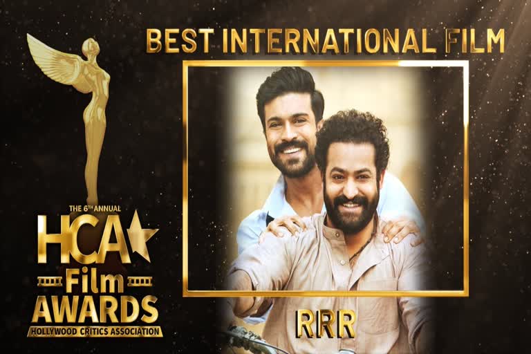 RRR wins Hollywood Critics Association Awards  RRR wins big at Hollywood Critics Awards  Hollywood Critics Association Awards  RRR wins  RRR  വീണ്ടും പുരസ്‌താര തിളക്കത്തില്‍ ആര്‍ആര്‍ആര്‍  ഹോളിവുഡ് ക്രിട്ടിക്‌സ് അവാര്‍ഡില്‍  ആര്‍ആര്‍ആറിന് ഹോളിവുഡ് ക്രിട്ടിക്‌സ് അവാര്‍ഡ്  ആര്‍ആര്‍ആര്‍  രാജമൗലി  SS Rajamouli accepts  SS Rajamouli made quite an impressive address  Rajamouli concluded by thanking the Association  Rajamouli says award for stunt choreographers  Ram Charan also present at the Awards ceremony  Naatu Naatu won Golden Globes and Critics award  More about RRR