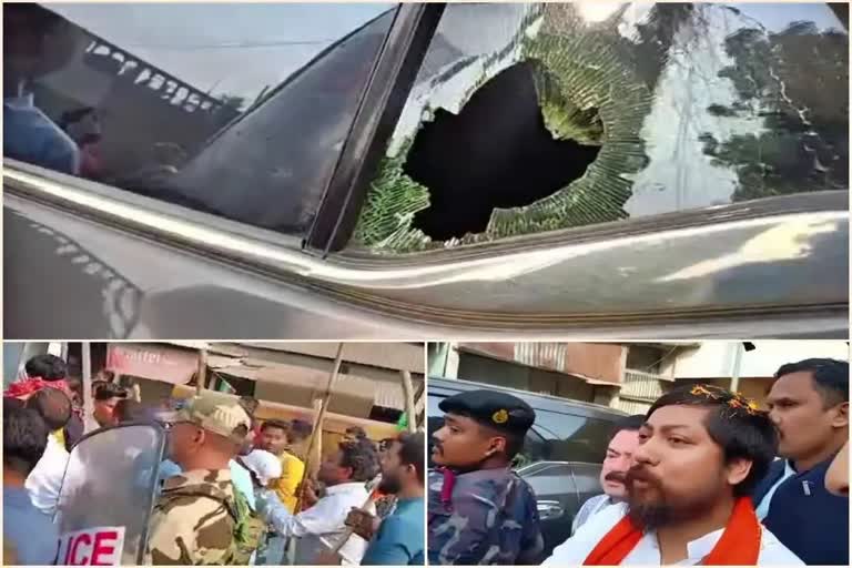 Union minister Nishit pramanik  Union minister car attacked on West Bengal  car attacked on West Bengal  Union minister of Home affair  Nishit pramanik  Police deployed on spot  കേന്ദ്രമന്ത്രിയുടെ വാഹനത്തിന് നേരെ കല്ലേറ്‌  കേന്ദ്രമന്ത്രിയുടെ വാഹനം  കേന്ദ്രമന്ത്രി  ബിജെപി  തൃണമൂൽ പ്രവർത്തകർ  തൃണമൂൽ  സേനയെ വിന്യസിച്ച് പൊലീസ്  പൊലീസ്  കേന്ദ്ര ആഭ്യന്തര സഹമന്ത്രി  നിഷിത് പ്രമാണികിന്‍റെ കാറിന് നേരെ  നിഷിത് പ്രമാണിക്