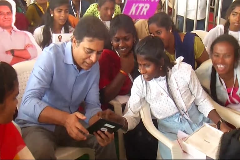 Minister KTR Distributed Tabs to Students