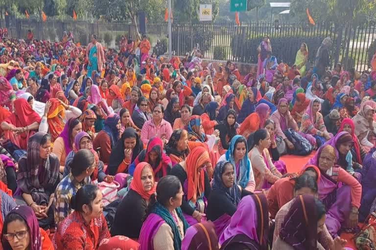 Anganwadi workers protest in Jaipur,  Anganwadi workers protest for various demands