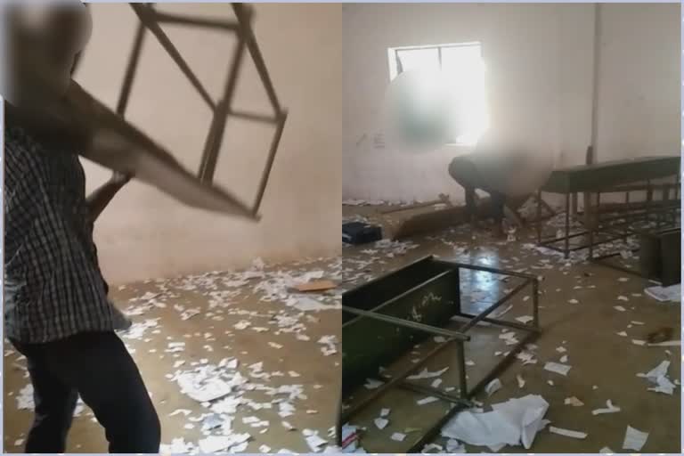 school students ransacking a government school classroom